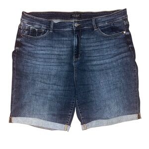 Judy Blue Cuffed Dark Wash Zipper Fly Stretch Bermuda Shorts Size 3XL